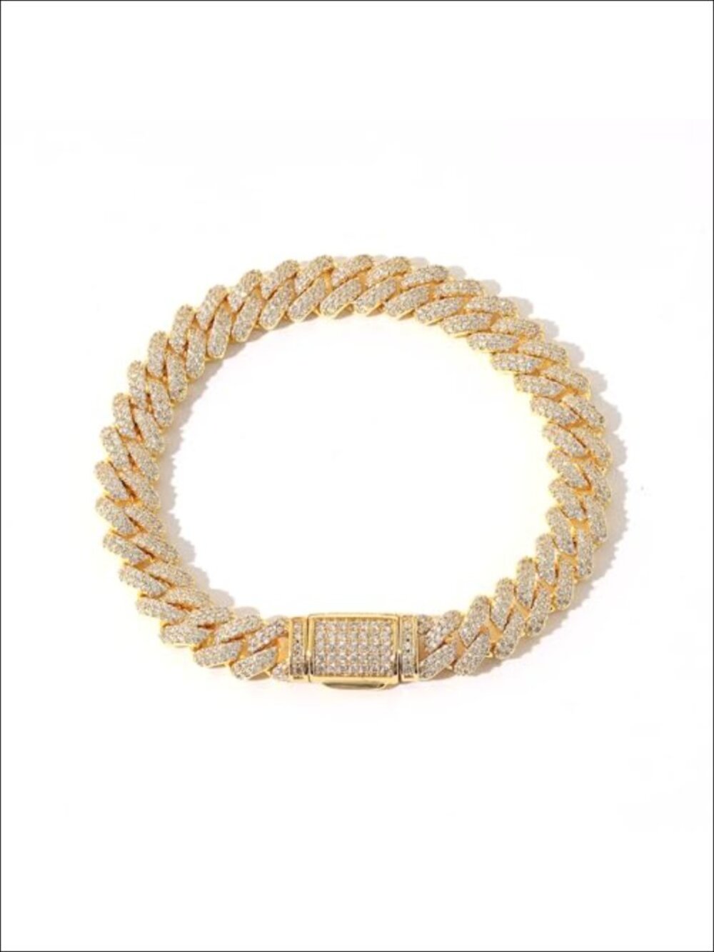 8mm Iced Out Cuban Link Bracelet Set, 14K Gold Plated, CZ Stones, Hip Hop